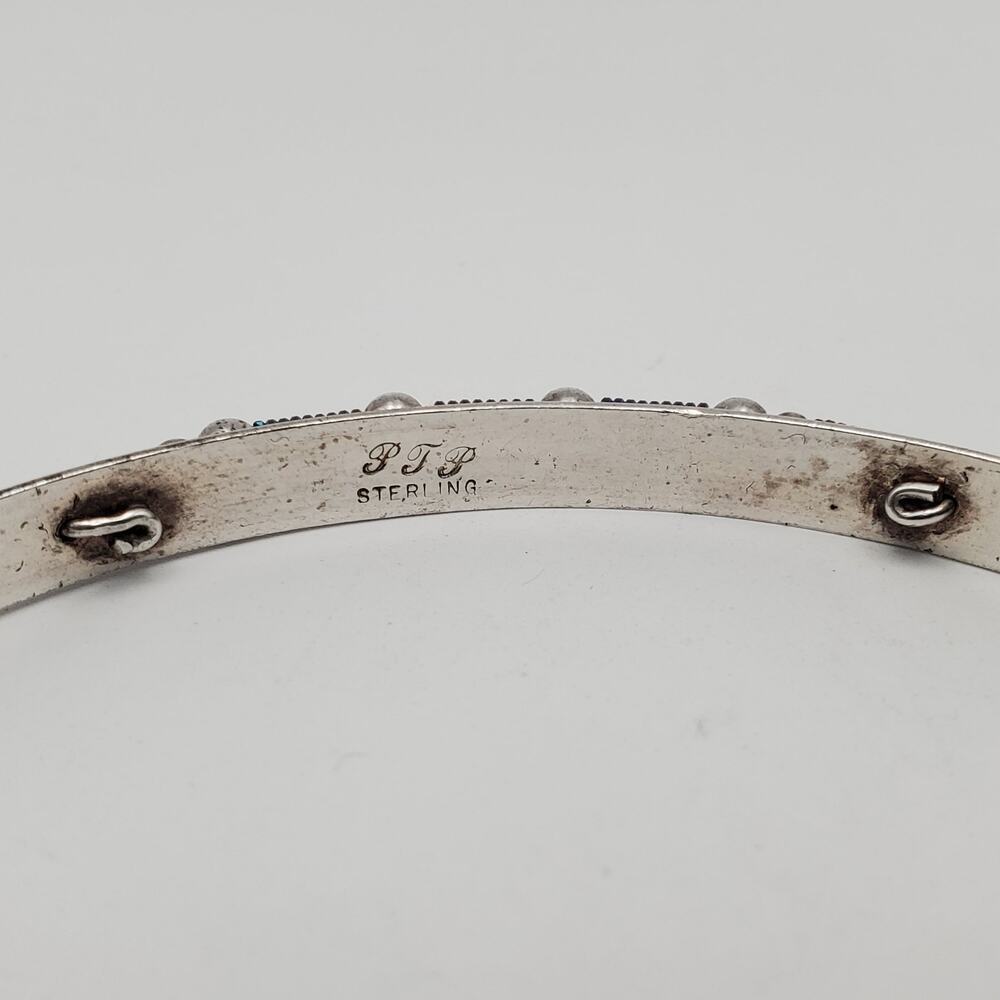 Sterling Silver 925 Vintage Wire Twist Detail Petite Cuff Bracelet Signed PJP - Picture 6 of 10